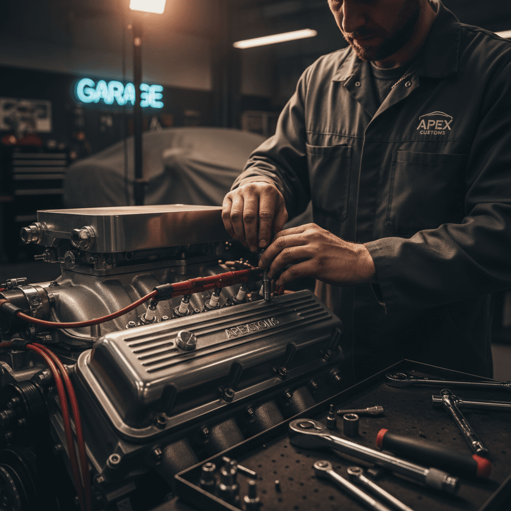Mechanic inspecting a junk car in a professional automotive workshop